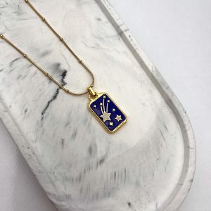 Altın Rengi Çelik Mavi Star(Yıldız) Kolyesi