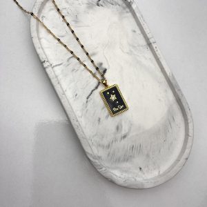 Altın Rengi Çelik Siyah Star(Yıldız) Kolyesi