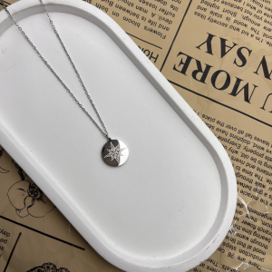 Gümüş Rengi Taşlı Kuzey Yıldız Figürlü Çelik Kolye