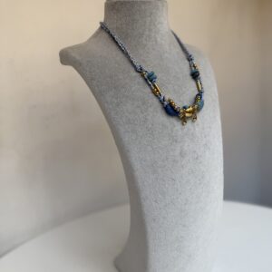 Gold Mavi Yengeç Charmlı Kolye