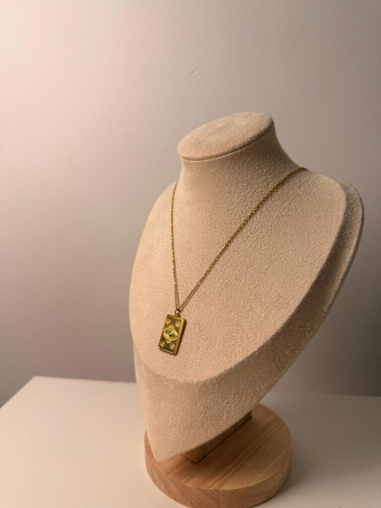Gold Taşlı Vintage Nazar Kolye