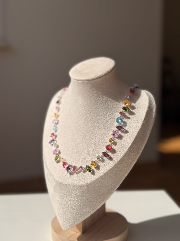 Silver Renkli Taş Tasarım Kolye