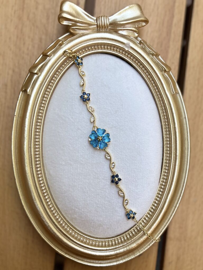 Gold-Mavi Taşlı Bileklik