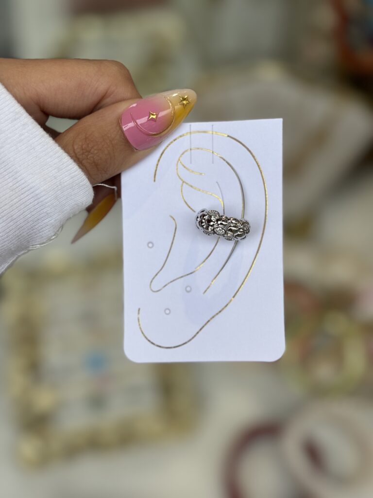 Desenli Gümüş Earcuff