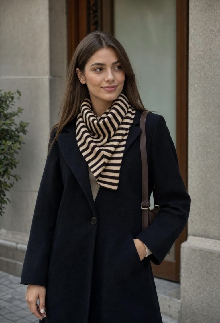 Bej & kahve üçgen şal